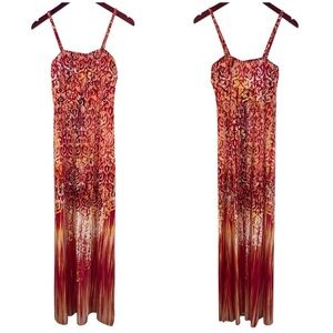 Soma maxi dress convertible strapless tapestry summer vacation orange red XS